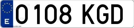 Ejemplo de matrícula española 0108 KGD