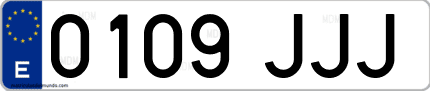 Ejemplo de matrícula de coche ordinaria 0109 JJJ