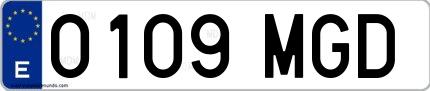 Ejemplo de matrícula española 0109 MGD