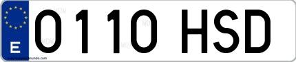 Ejemplo de matrícula española 0110 HSD
