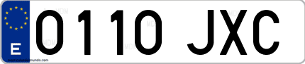Ejemplo de matrícula de coche ordinaria 0110 JXC