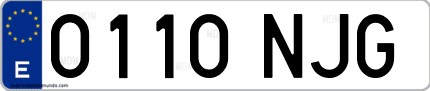 Ejemplo de matrícula de coche ordinaria 0110 NJG