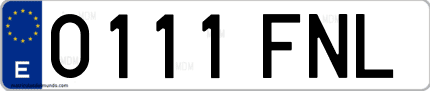 Ejemplo de matrícula de coche ordinaria 0111 FNL