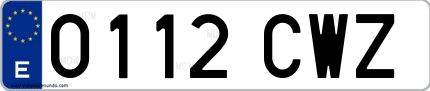 Ejemplo de matrícula española 0112 CWZ