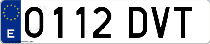 Ejemplo de matrícula de coche ordinaria 0112 DVT