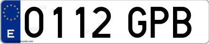 Ejemplo de matrícula española 0112 GPB