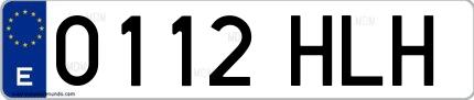 Ejemplo de matrícula española 0112 HLH