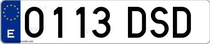 Ejemplo de matrícula española 0113 DSD