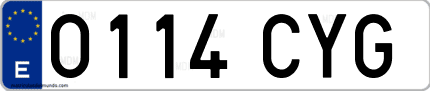 Ejemplo de matrícula de coche ordinaria 0114 CYG