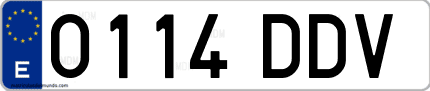 Ejemplo de matrícula de coche ordinaria 0114 DDV