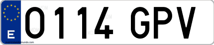 Ejemplo de matrícula de coche ordinaria 0114 GPV