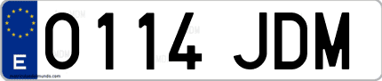 Ejemplo de matrícula de coche ordinaria 0114 JDM