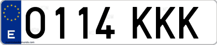 Ejemplo de matrícula de coche ordinaria 0114 KKK