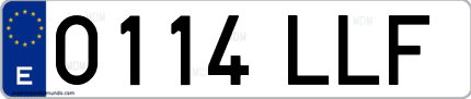 Ejemplo de matrícula de coche ordinaria 0114 LLF