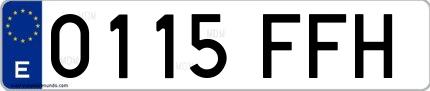 Ejemplo de matrícula española 0115 FFH