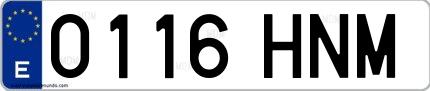Ejemplo de matrícula española 0116 HNM