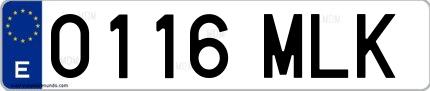 Ejemplo de matrícula española 0116 MLK