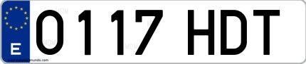 Ejemplo de matrícula española 0117 HDT
