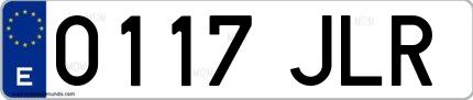 Ejemplo de matrícula española 0117 JLR