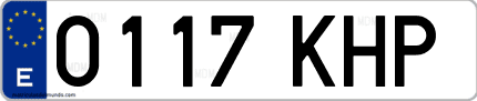 Ejemplo de matrícula de coche ordinaria 0117 KHP