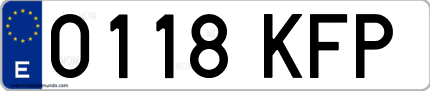 Ejemplo de matrícula de coche ordinaria 0118 KFP