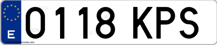 Ejemplo de matrícula de coche ordinaria 0118 KPS