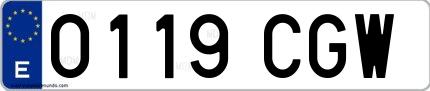 Ejemplo de matrícula española 0119 CGW