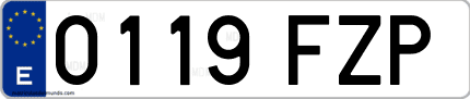 Ejemplo de matrícula de coche ordinaria 0119 FZP