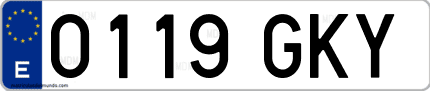 Ejemplo de matrícula de coche ordinaria 0119 GKY