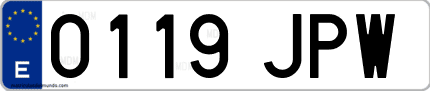 Ejemplo de matrícula de coche ordinaria 0119 JPW