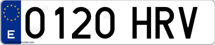 Ejemplo de matrícula de coche ordinaria 0120 HRV