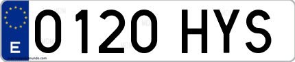 Ejemplo de matrícula de coche ordinaria 0120 HYS