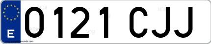 Ejemplo de matrícula española 0121 CJJ