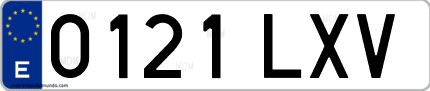Ejemplo de matrícula de coche ordinaria 0121 LXV