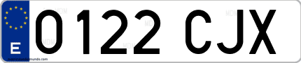 Ejemplo de matrícula de coche ordinaria 0122 CJX