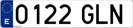Ejemplo de matrícula española 0122 GLN