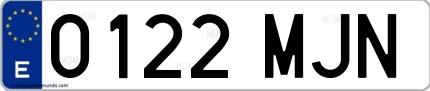 Ejemplo de matrícula española 0122 MJN