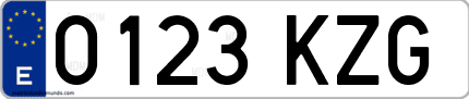 Ejemplo de matrícula de coche ordinaria 0123 KZG