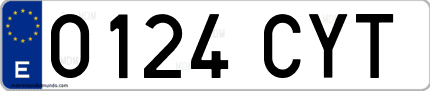 Ejemplo de matrícula de coche ordinaria 0124 CYT