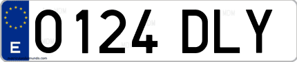 Ejemplo de matrícula de coche ordinaria 0124 DLY