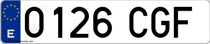 Ejemplo de matrícula española 0126 CGF