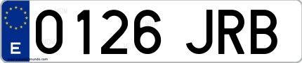 Ejemplo de matrícula española 0126 JRB