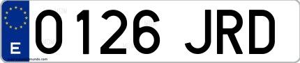 Ejemplo de matrícula española 0126 JRD