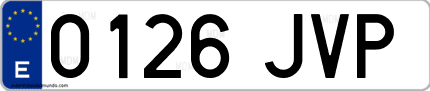 Ejemplo de matrícula de coche ordinaria 0126 JVP