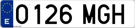 Ejemplo de matrícula española 0126 MGH