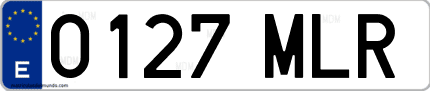 Ejemplo de matrícula de coche ordinaria 0127 MLR
