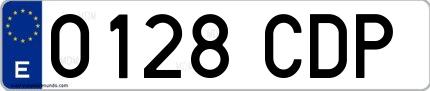 Ejemplo de matrícula española 0128 CDP