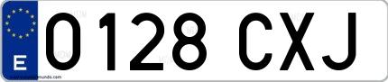 Ejemplo de matrícula española 0128 CXJ