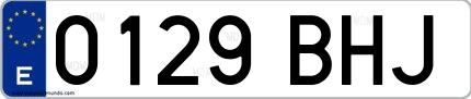 Ejemplo de matrícula española 0129 BHJ