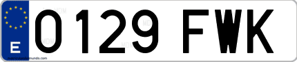 Ejemplo de matrícula de coche ordinaria 0129 FWK